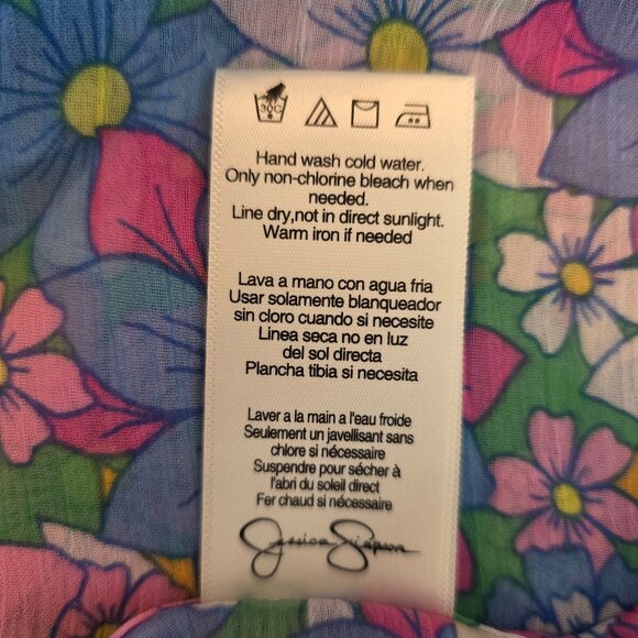 🔴 Jessica Simpson Crazy Daisy Tiered Flutter Sleeve Swim Cover Up Muliticolor S - Picture 10 of 14